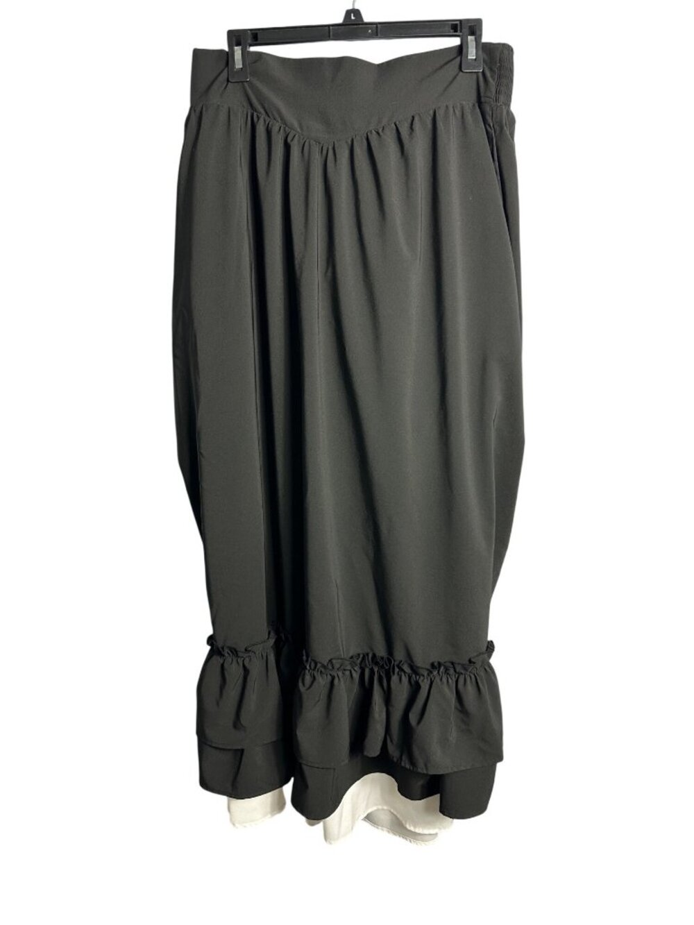 Scarlet Darkness Black Ruffle Maxi Skirt White Lining Size XL Gothic Victorian